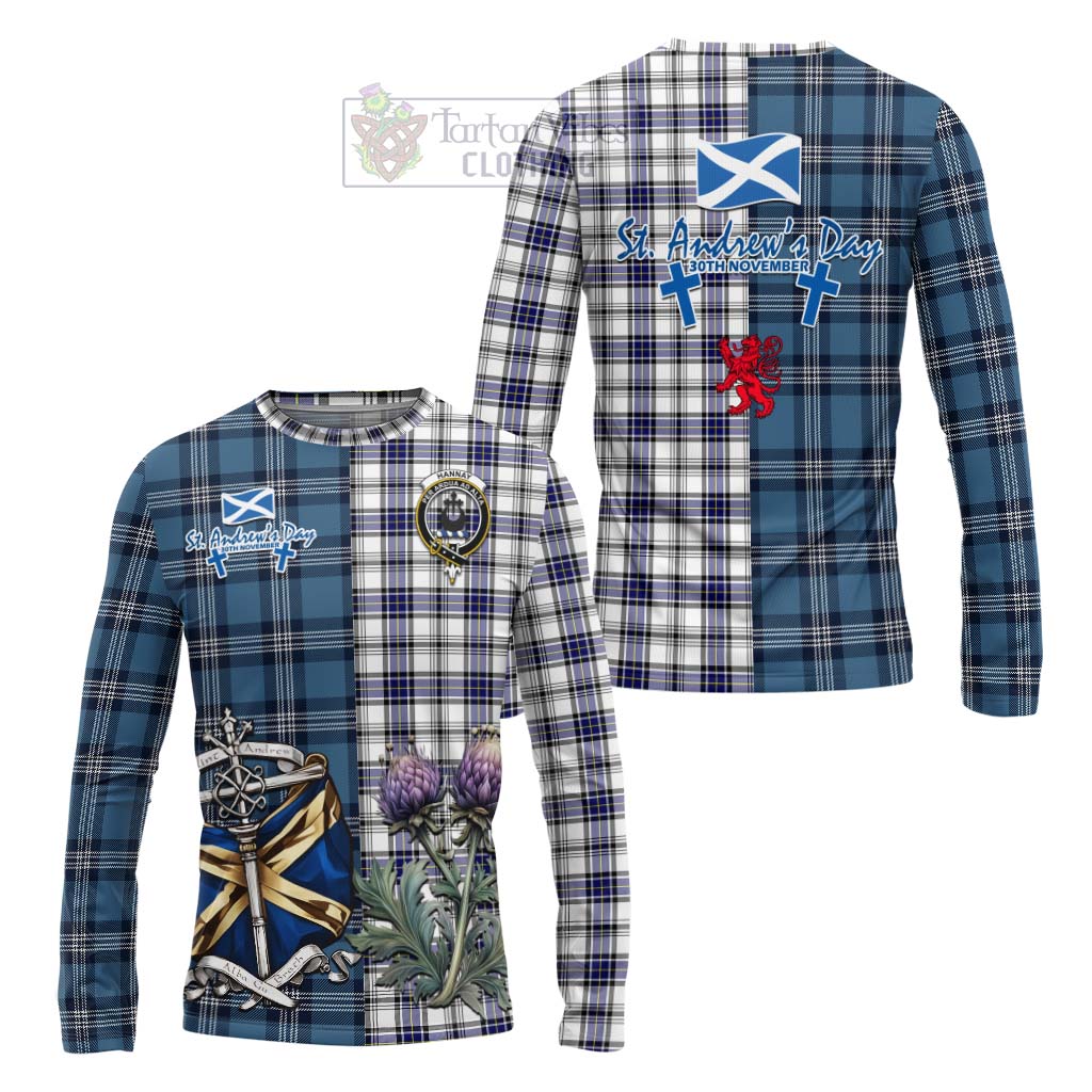 Tartan Vibes Clothing Hannay Tartan Long Sleeve T-Shirt Happy St. Andrew's Day Half Tartan Style