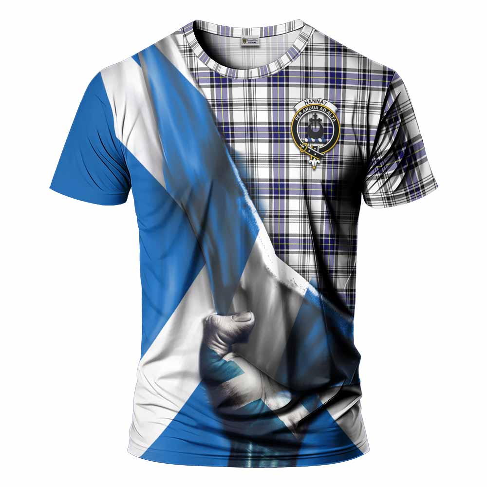 Tartan Vibes Clothing Hannay Tartan T-Shirt with Family Crest Scotland Patriotic Style