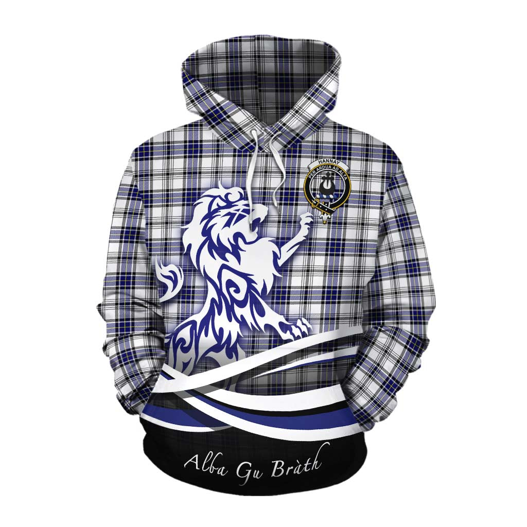 Tartan Vibes Clothing Hannay Tartan Cotton Hoodie with Alba Gu Brath Regal Lion Emblem