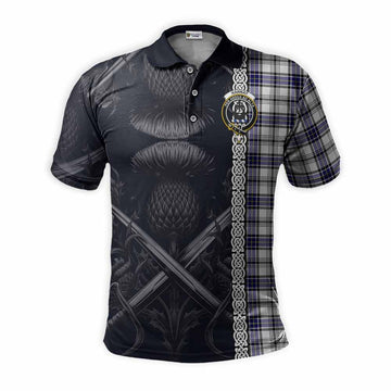 Hannay Tartan Polo Shirt with Family Crest Cross Sword Thistle Celtic Vibes