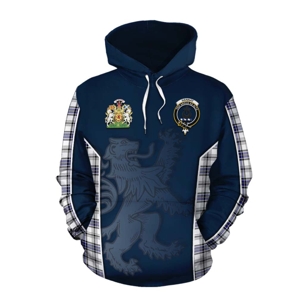 Tartan Vibes Clothing Hannay Tartan Cotton Hoodie with Family Crest and Lion Rampant Vibes Sport Style