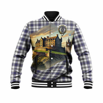 Hannay Tartan Family Crest Baseball Jacket with Scottish Ancient Castle Style Unisex - Tartan Vibes Clothing