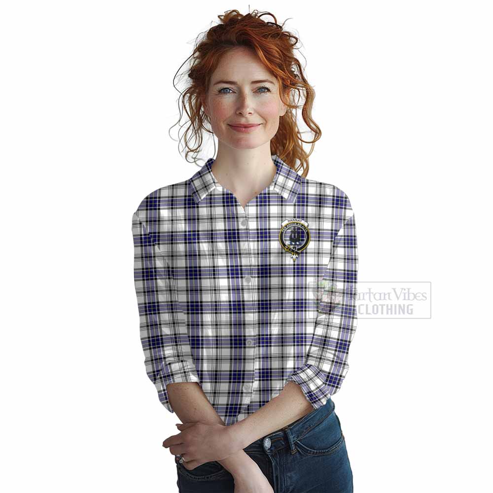 Tartan Vibes Clothing Hannay Tartan Women's Casual Shirt with Family Crest DNA In Me Style