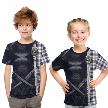 Hannay Tartan Kid T-Shirt with Family Crest Cross Sword Thistle Celtic Vibes