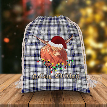 Hannay Tartan Christmas Santa's Bag with Twinkle Highland Cattle