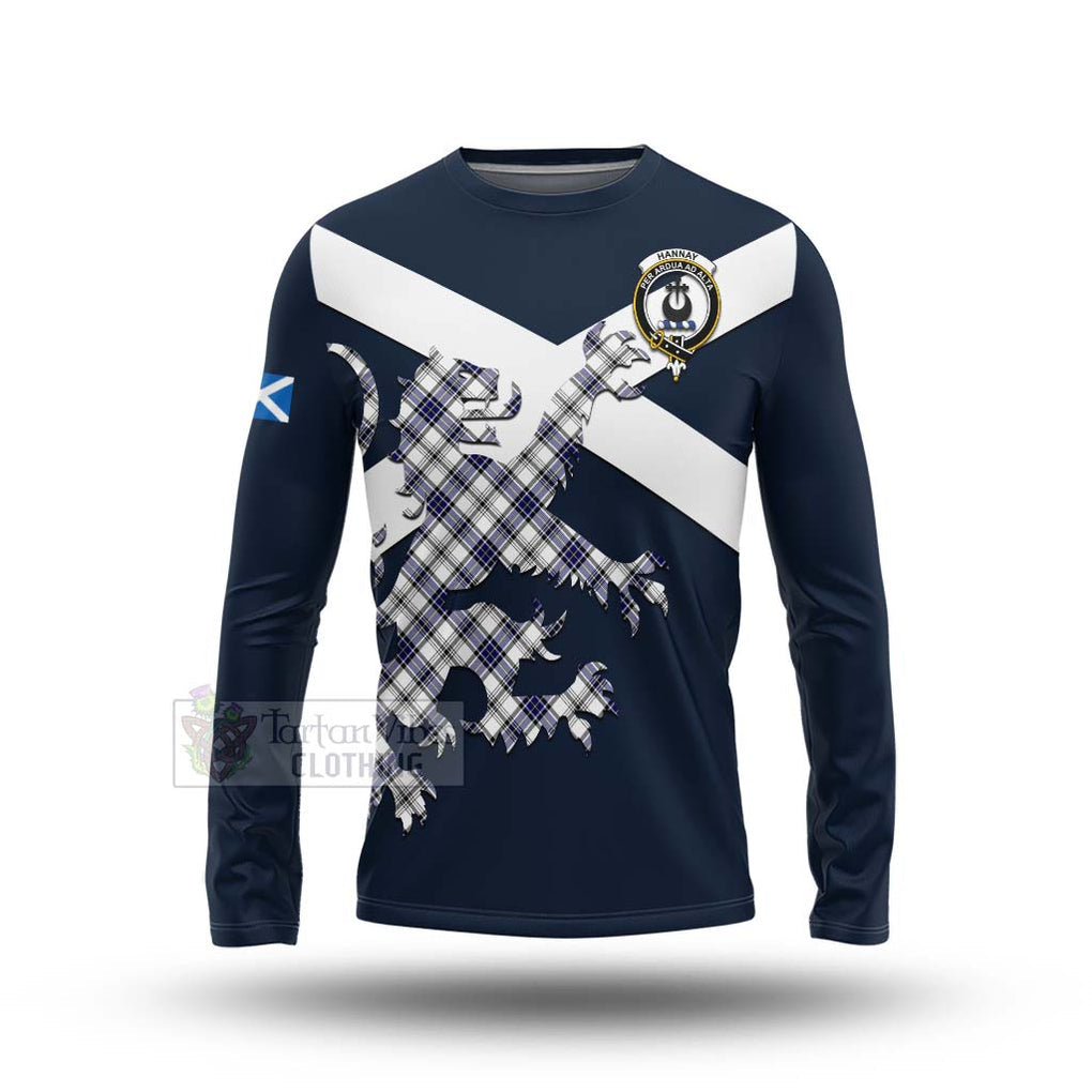 Tartan Vibes Clothing Hannay Tartan Lion Rampant Long Sleeve T-Shirt – Proudly Display Your Heritage with Alba Gu Brath and Clan Name