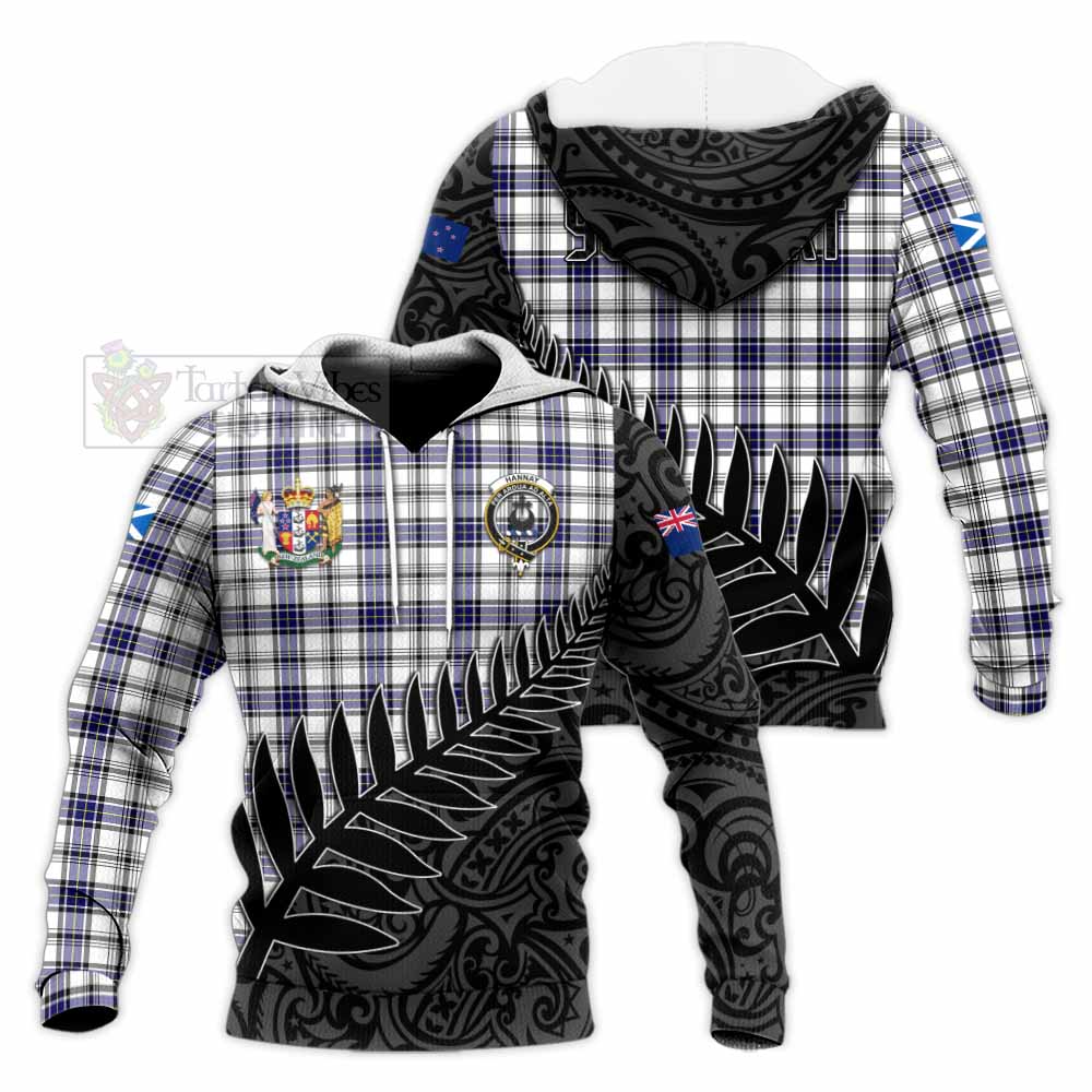 Tartan Vibes Clothing Hannay Crest Tartan Knitted Hoodie with New Zealand Silver Fern Half Style