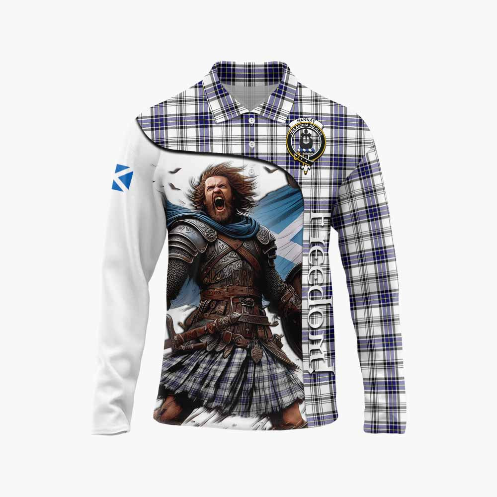 Tartan Vibes Clothing Hannay Crest Tartan Long Sleeve Polo Shirt Inspired by the Freedom of Scottish Warrior