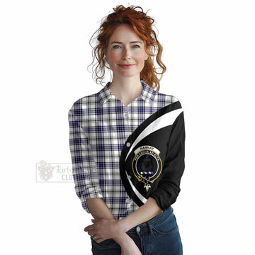 Hannay Tartan Women's Casual Shirt with Family Crest Circle Style