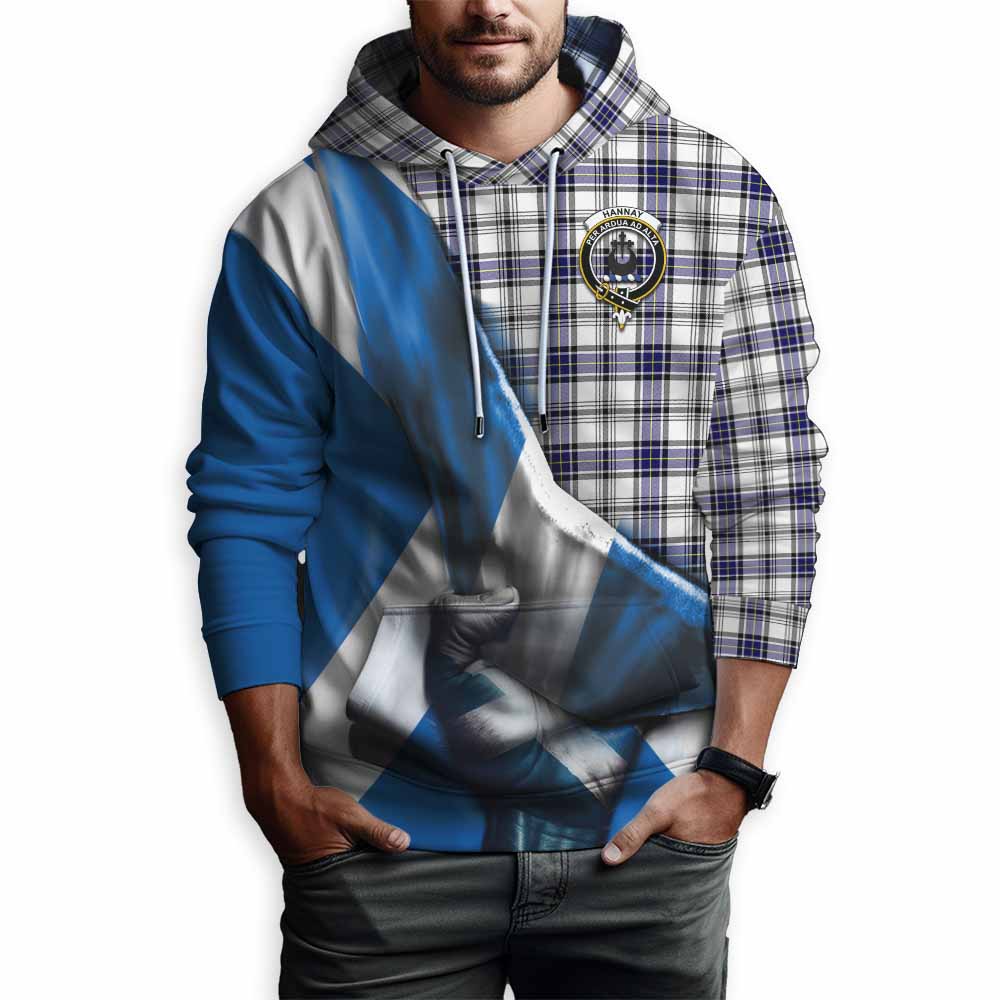 Tartan Vibes Clothing Hannay Tartan Hoodie with Family Crest Scotland Patriotic Style