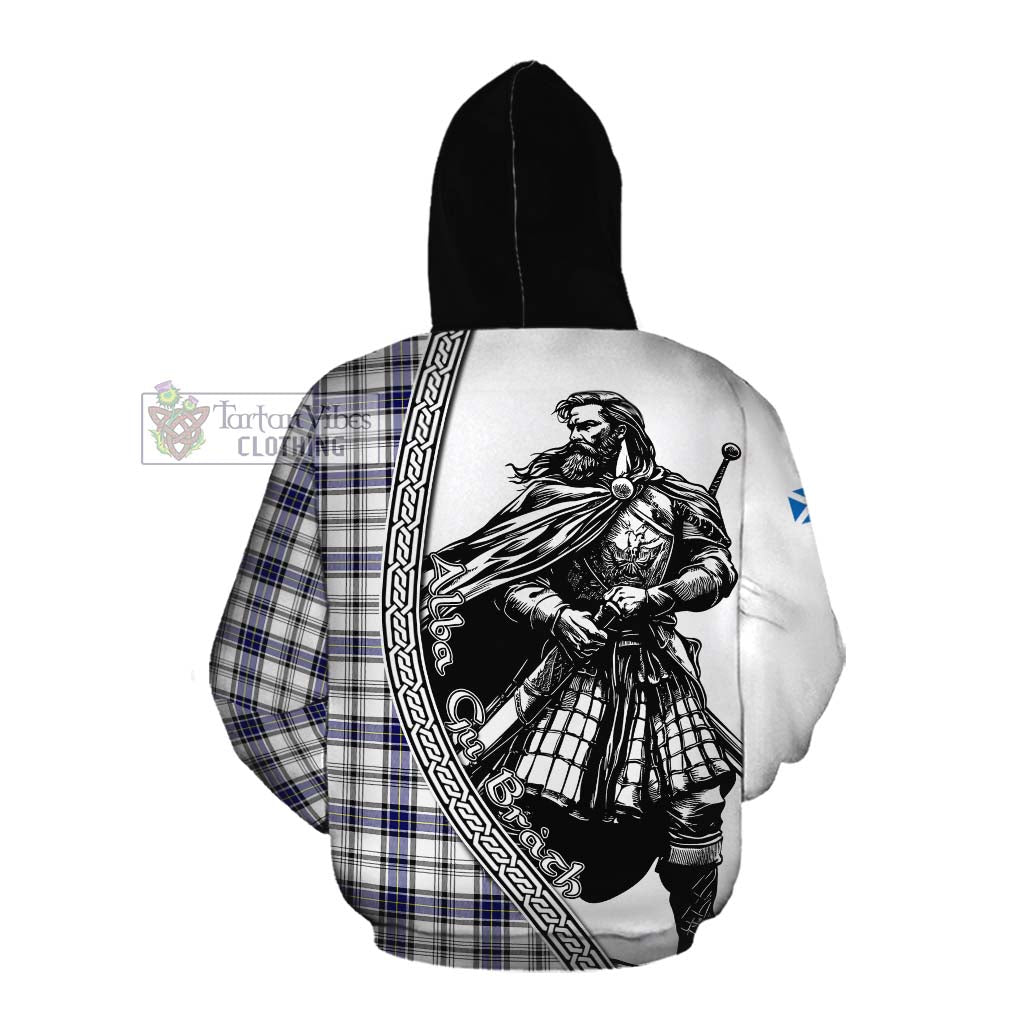 Tartan Vibes Clothing Hannay Tartan Clan Crest Cotton Hoodie with Highlander Warrior Celtic Style