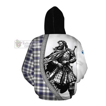 Hannay Tartan Clan Crest Cotton Hoodie with Highlander Warrior Celtic Style