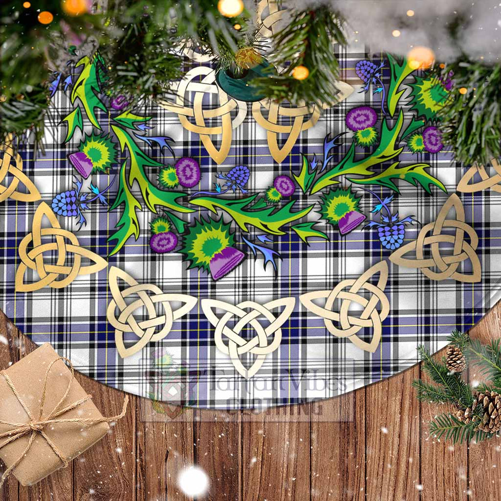 Tartan Vibes Clothing Hannay Tartan Christmas Tree Skirt with Thistle Celtic Knot Style