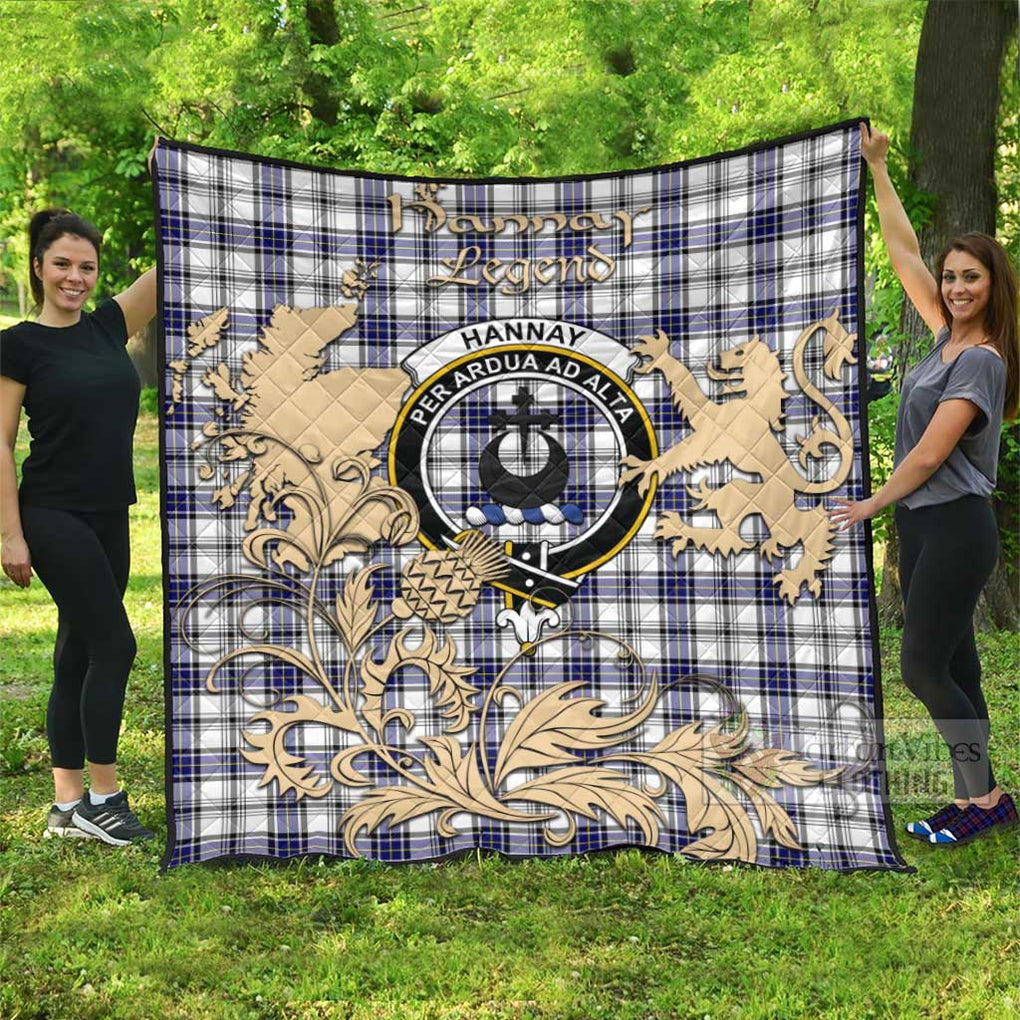 Tartan Vibes Clothing Hannay Tartan Quilt with Family Crest and Scottish Symbol Style