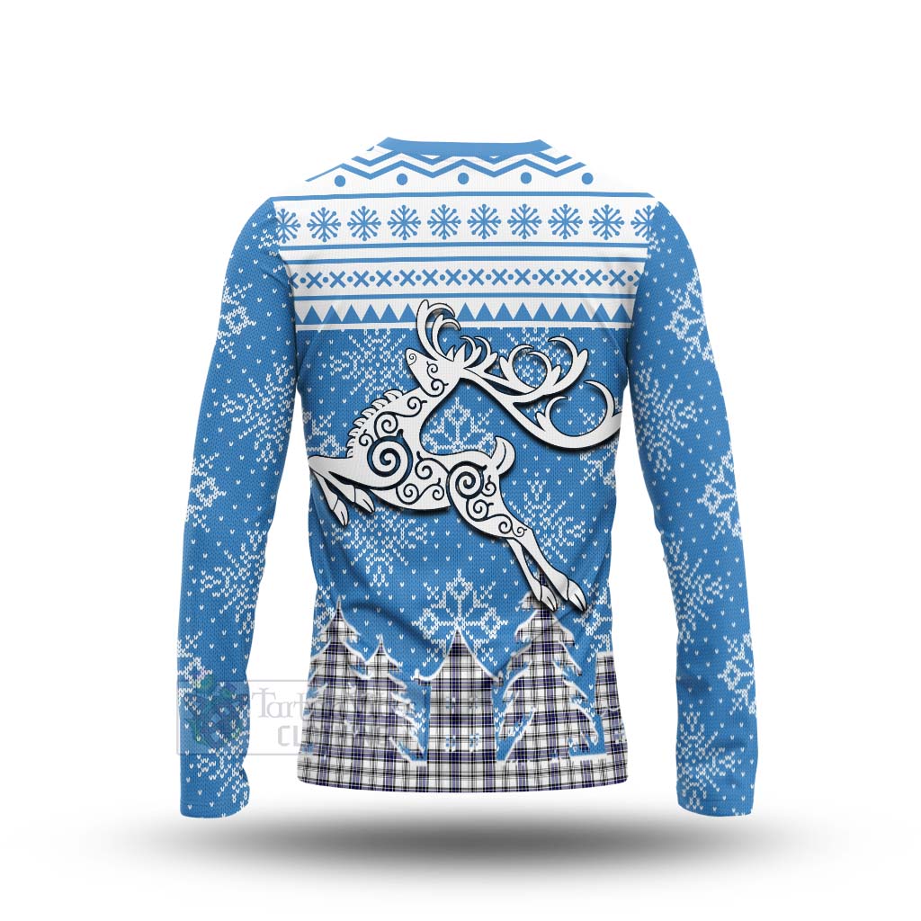 Tartan Vibes Clothing Hannay Clan Christmas Long Sleeve T-Shirt Celtic Reindeer Style