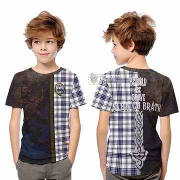 Hannay Tartan Family Crest Kid T-Shirt Alba Gu Brath Be Brave Lion Ancient Style - Tartan Vibes Clothing