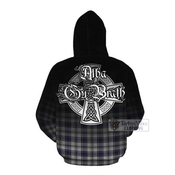 Hannay Tartan Cotton Hoodie Featuring Alba Gu Brath Family Crest Celtic Inspired