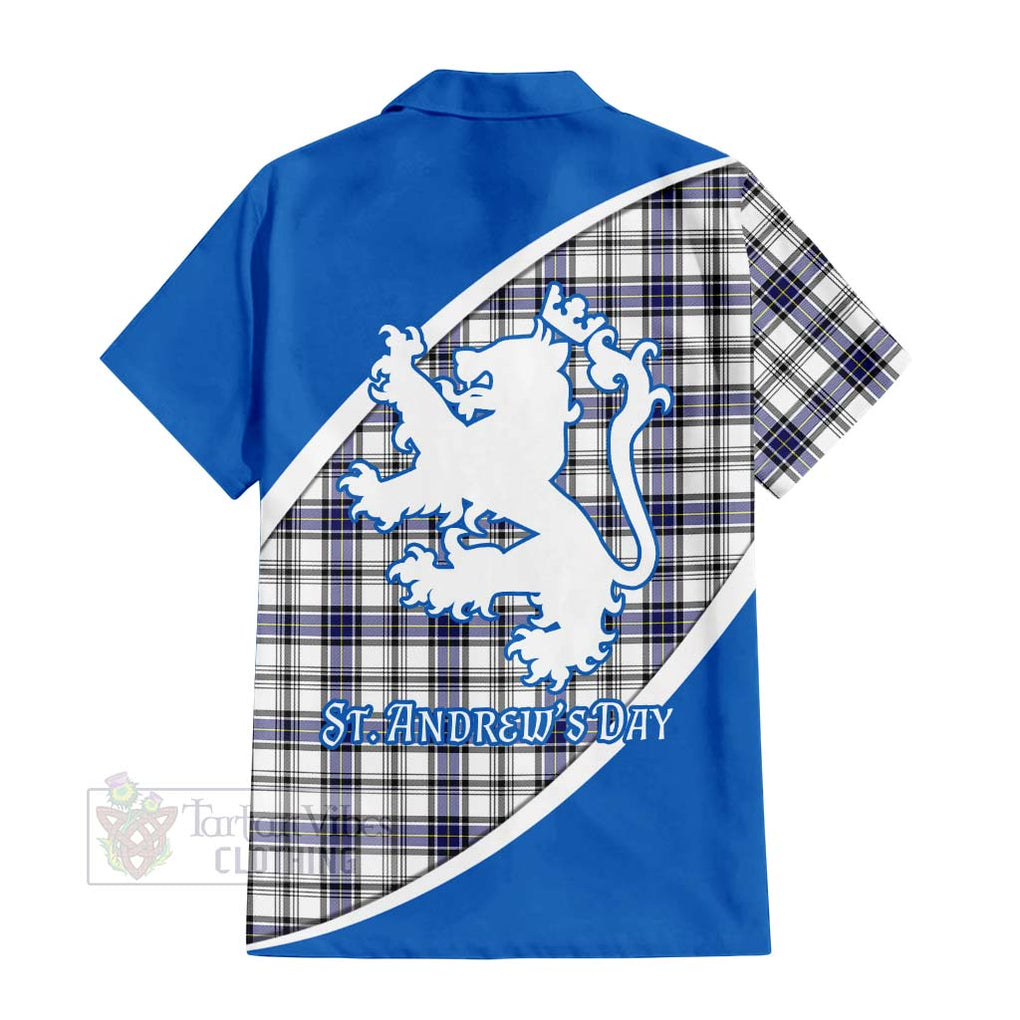 Tartan Vibes Clothing Hannay Family Crest Tartan Short Sleeve Button Shirt Celebrate Saint Andrew's Day in Style