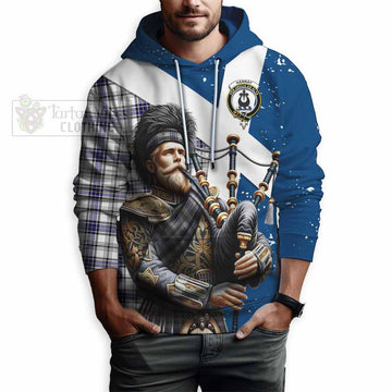 Hannay Tartan Hoodie with Family Crest Scottish Bagpiper Vibes