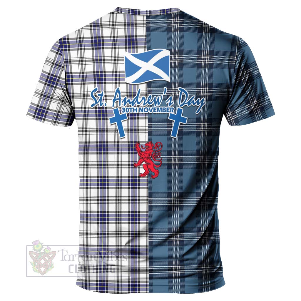 Tartan Vibes Clothing Hannay Tartan T-Shirt Happy St. Andrew's Day Half Tartan Style