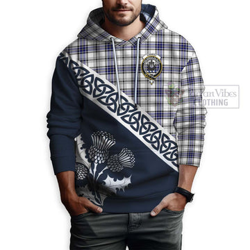 Hannay Tartan Hoodie Featuring Thistle and Scotland Map