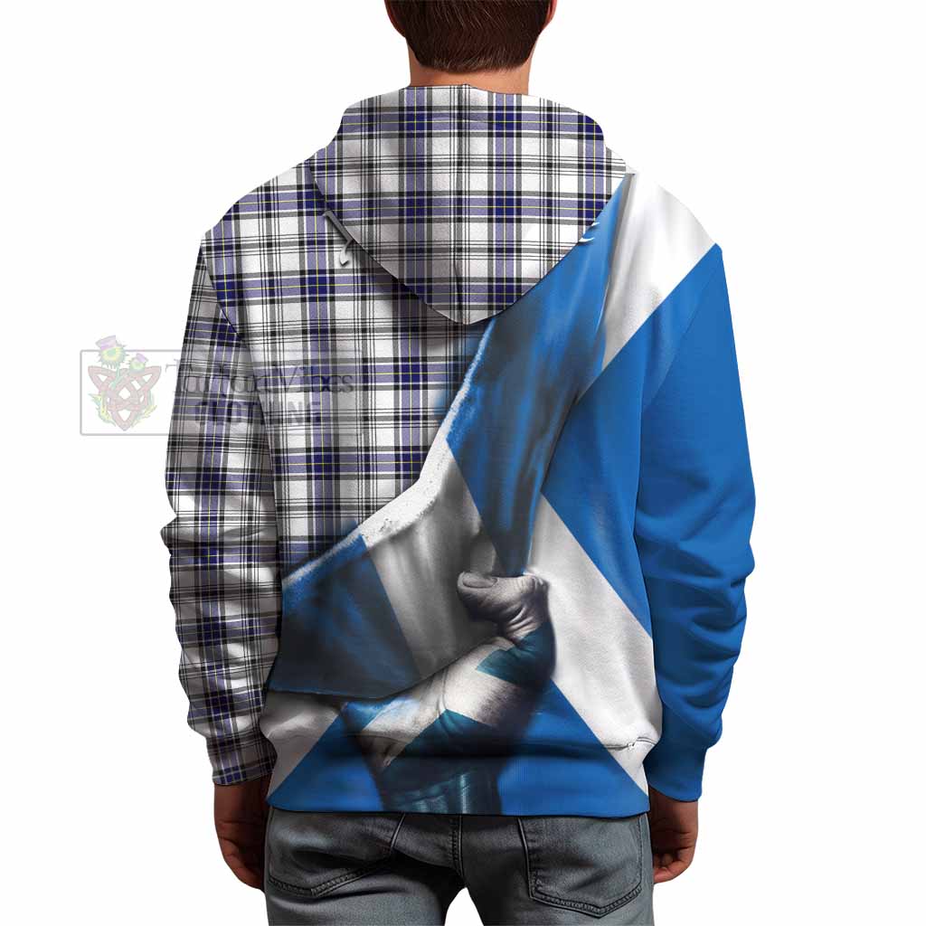 Tartan Vibes Clothing Hannay Tartan Hoodie with Family Crest Scotland Patriotic Style