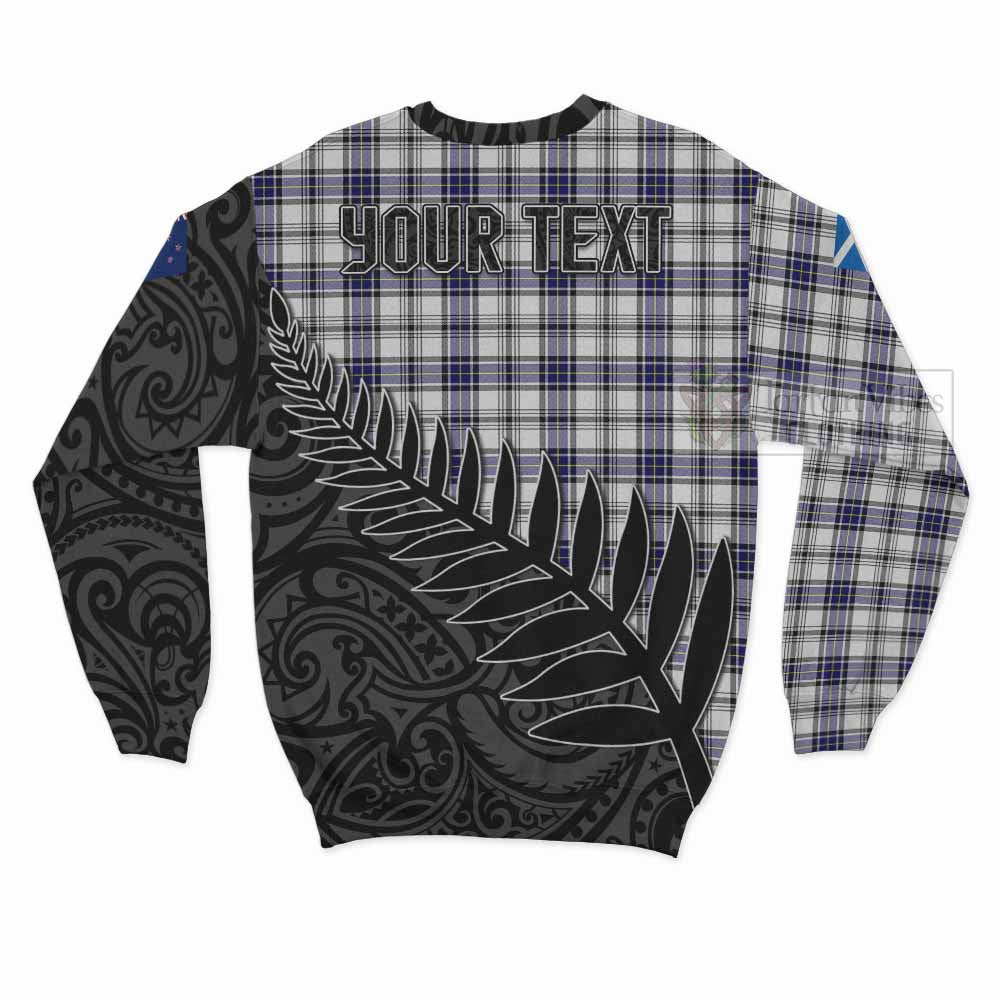 Tartan Vibes Clothing Hannay Crest Tartan Sweatshirt with New Zealand Silver Fern Half Style