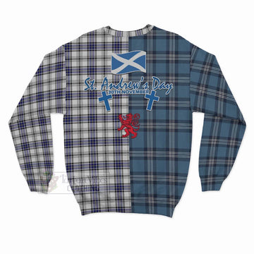 Hannay Tartan Sweatshirt Happy St. Andrew's Day Half Tartan Style