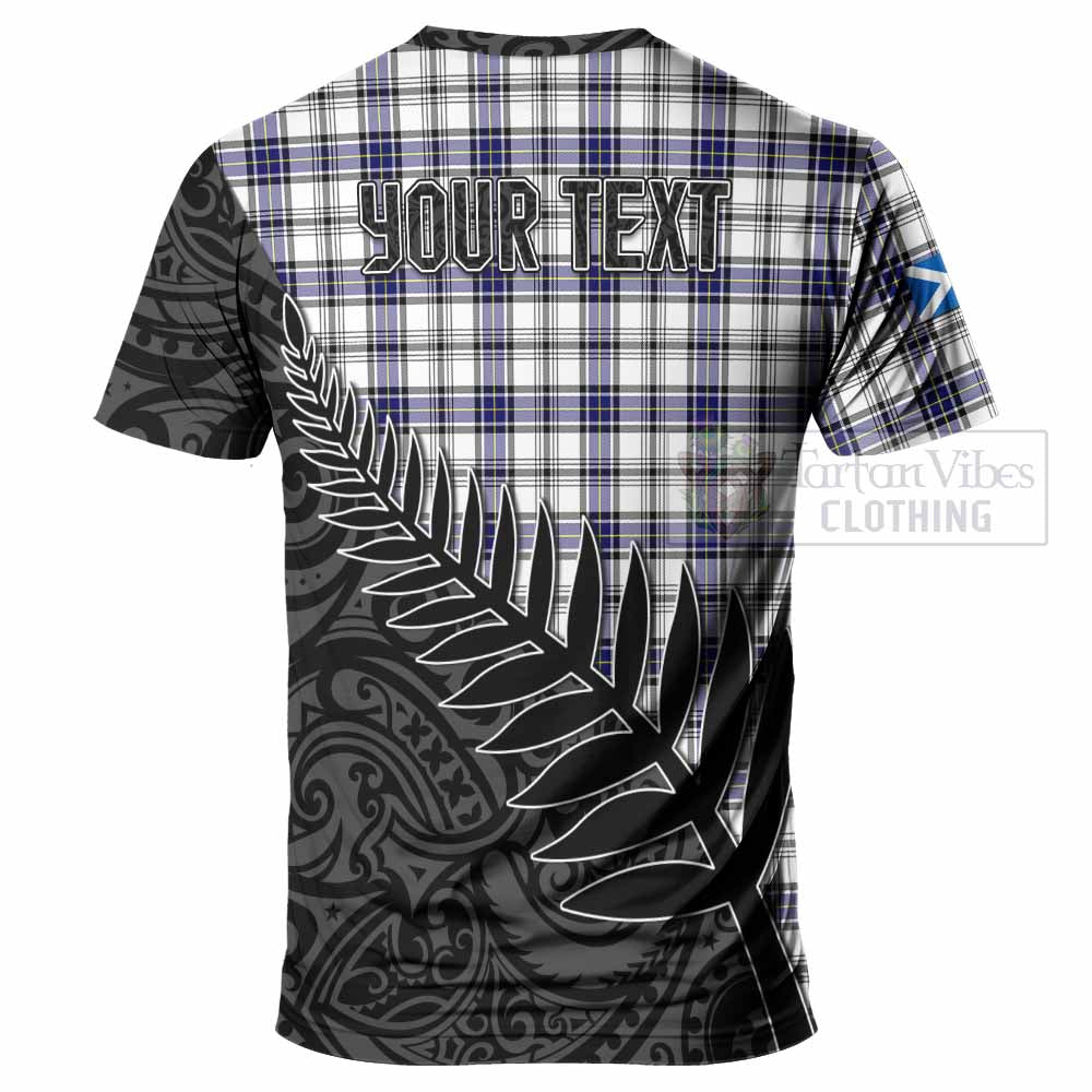 Tartan Vibes Clothing Hannay Crest Tartan T-Shirt with New Zealand Silver Fern Half Style