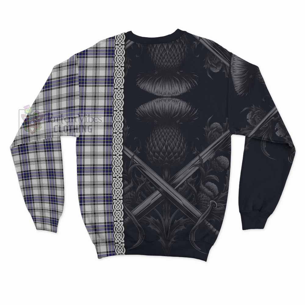 Tartan Vibes Clothing Hannay Tartan Sweatshirt with Family Crest Cross Sword Thistle Celtic Vibes