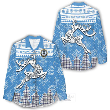 Hannay Clan Christmas Women's Casual Shirt Celtic Reindeer Style