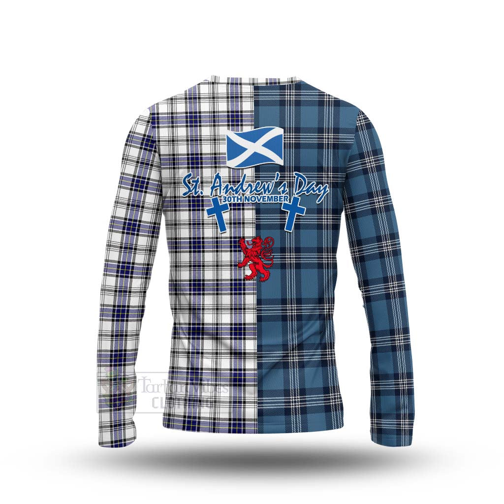 Tartan Vibes Clothing Hannay Tartan Long Sleeve T-Shirt Happy St. Andrew's Day Half Tartan Style