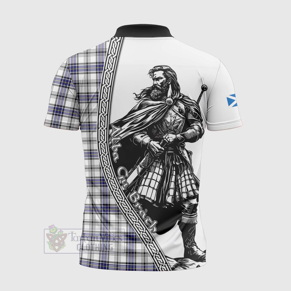 Tartan Vibes Clothing Hannay Tartan Clan Crest Zipper Polo Shirt with Highlander Warrior Celtic Style