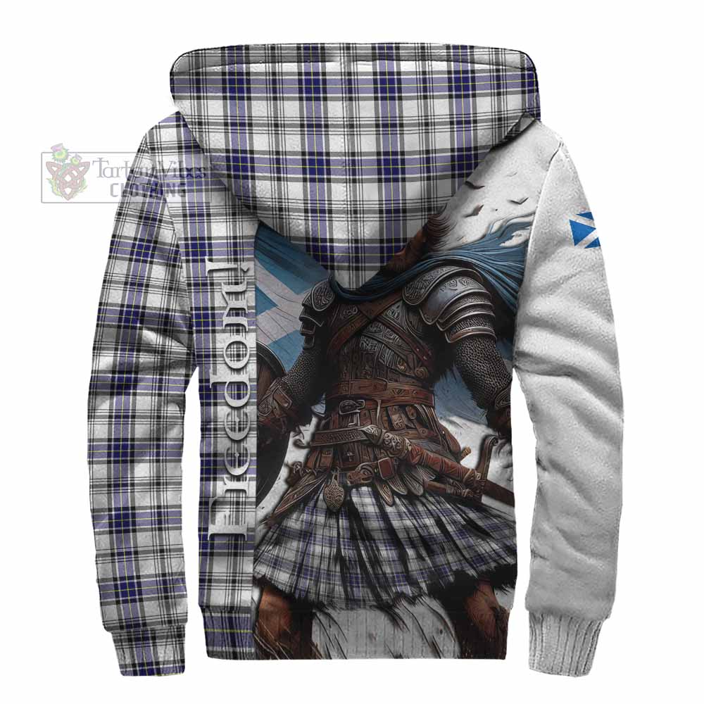 Tartan Vibes Clothing Hannay Crest Tartan Sherpa Hoodie Inspired by the Freedom of Scottish Warrior