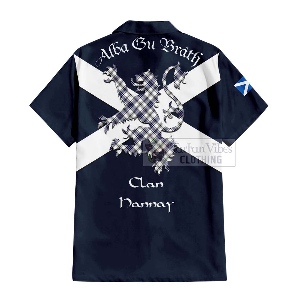 Tartan Vibes Clothing Hannay Tartan Lion Rampant Short Sleeve Button Shirt – Proudly Display Your Heritage with Alba Gu Brath and Clan Name