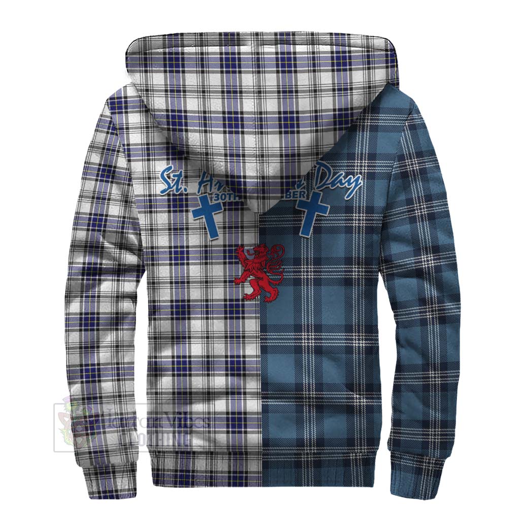 Tartan Vibes Clothing Hannay Tartan Sherpa Hoodie Happy St. Andrew's Day Half Tartan Style