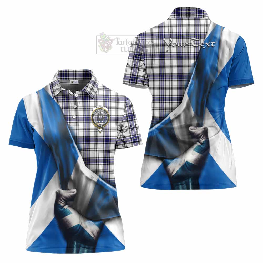 Tartan Vibes Clothing Hannay Tartan Women's Polo Shirt with Family Crest Scotland Patriotic Style