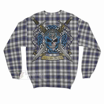 Hannay Tartan Sweatshirt with Family Crest Celtic Skull Style