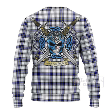 Hannay Tartan Ugly Sweater with Family Crest Celtic Skull Style