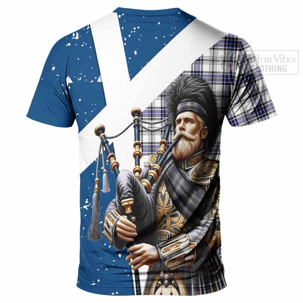 Tartan Vibes Clothing Hannay Tartan T-Shirt with Family Crest Scottish Bagpiper Vibes