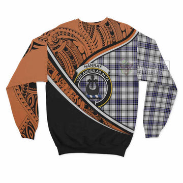 Hannay Crest Tartan Sweatshirt with Polynesian Vibes Style - Orange Version