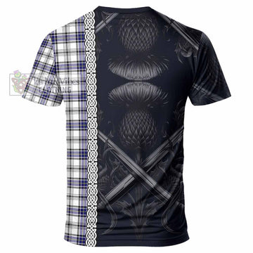 Hannay Tartan T-Shirt with Family Crest Cross Sword Thistle Celtic Vibes