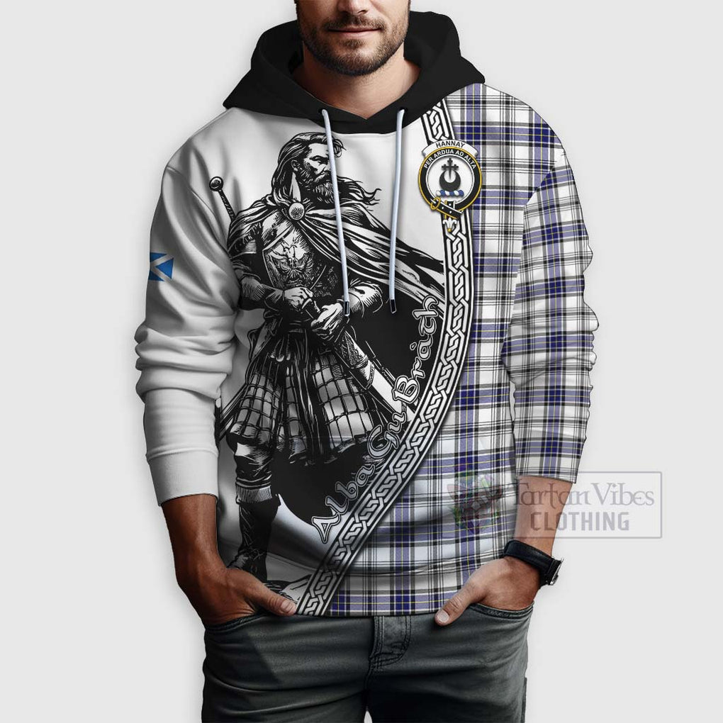 Tartan Vibes Clothing Hannay Tartan Clan Crest Hoodie with Highlander Warrior Celtic Style