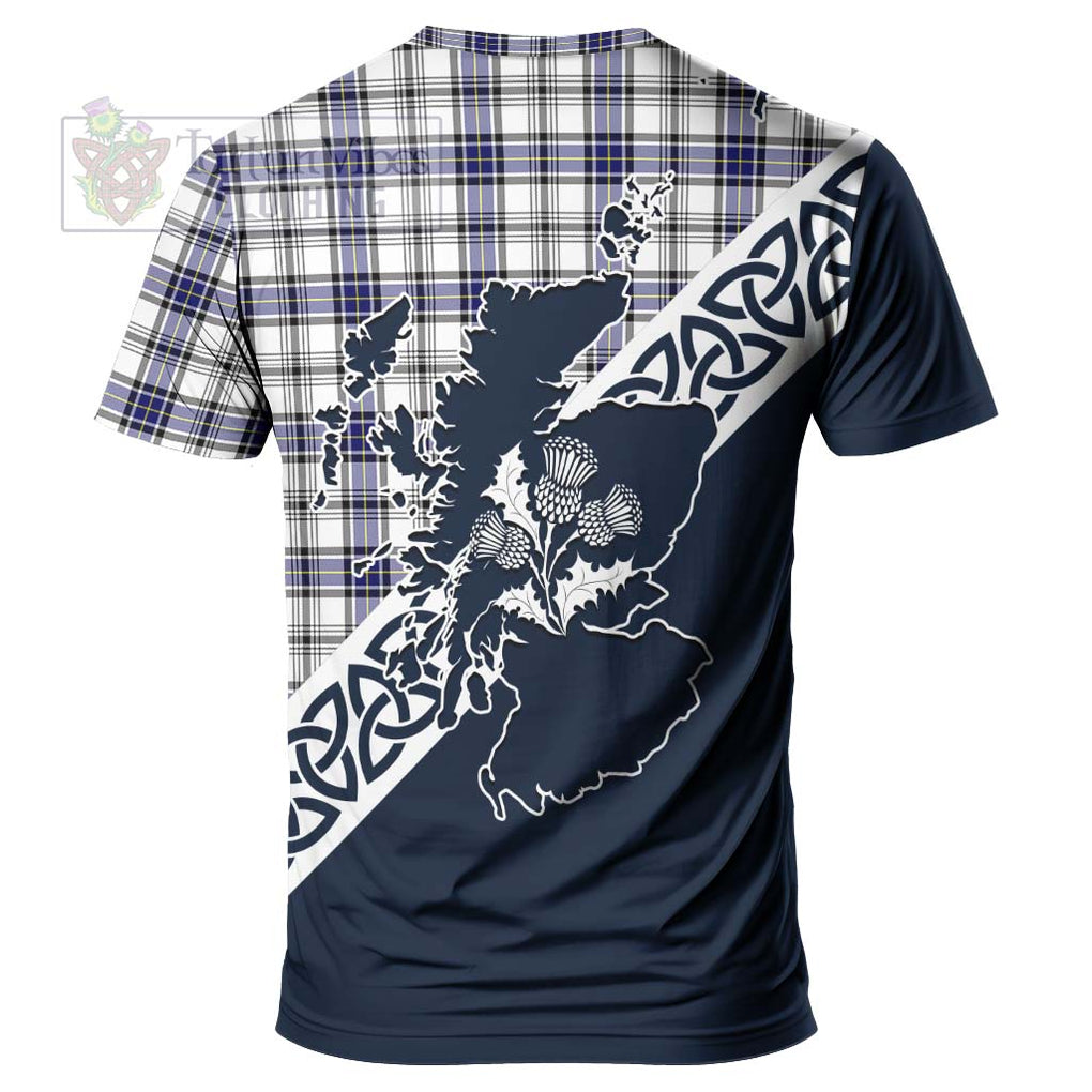 Hannay Tartan T-Shirt Featuring Thistle and Scotland Map