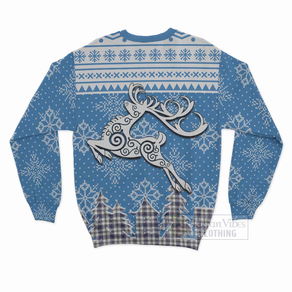 Tartan Vibes Clothing Hannay Clan Christmas Sweatshirt Celtic Reindeer Style