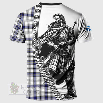 Hannay Tartan Clan Crest T-Shirt with Highlander Warrior Celtic Style