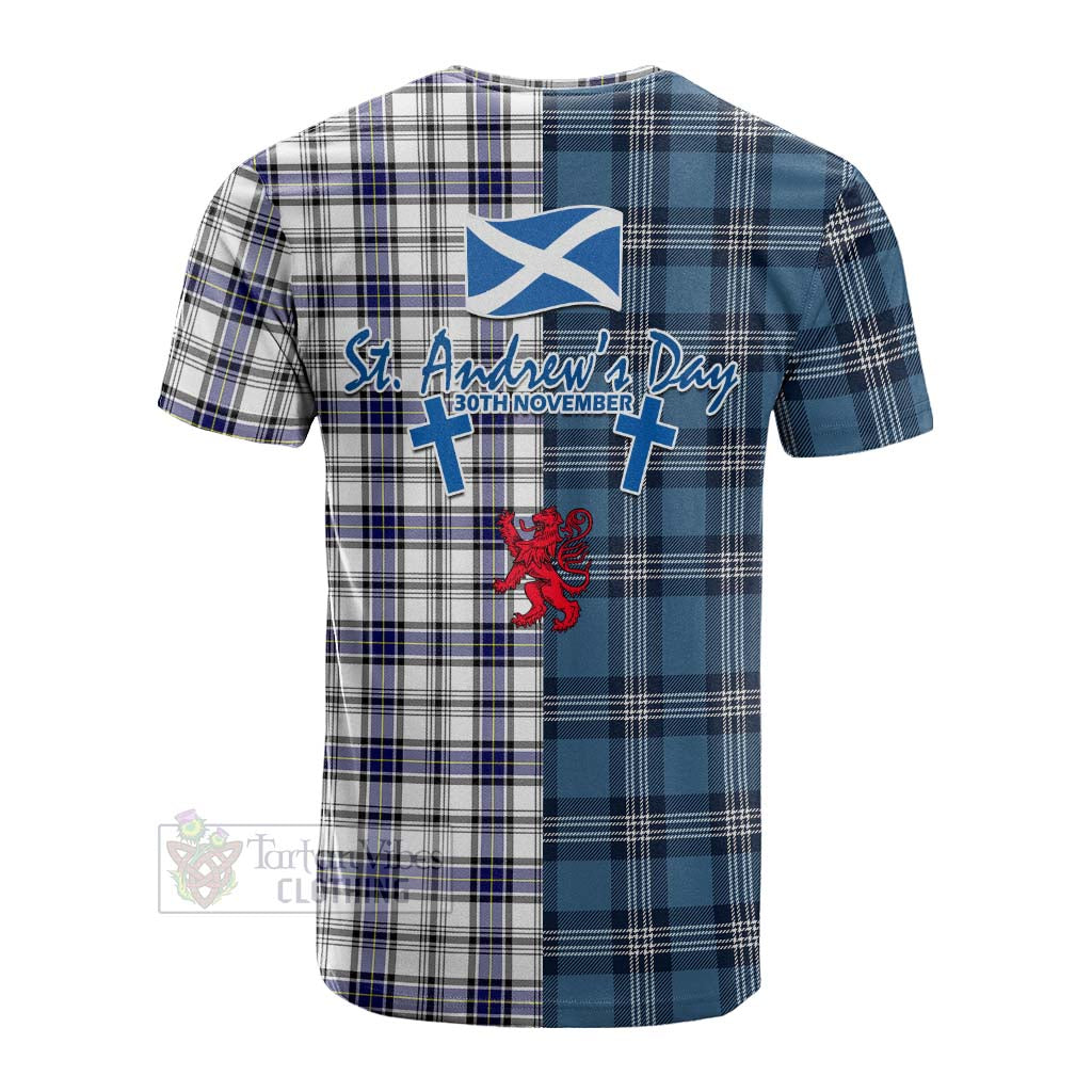 Tartan Vibes Clothing Hannay Tartan Cotton T-shirt Happy St. Andrew's Day Half Tartan Style