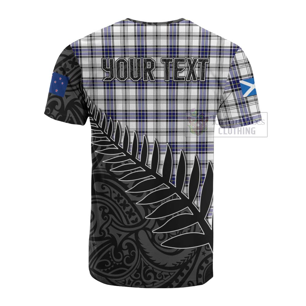 Tartan Vibes Clothing Hannay Crest Tartan Cotton T-shirt with New Zealand Silver Fern Half Style