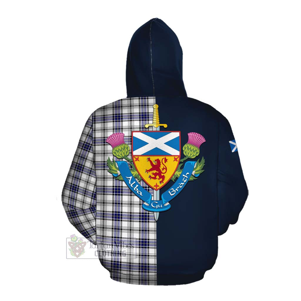 Tartan Vibes Clothing Hannay Tartan Cotton Hoodie Alba with Scottish Lion Royal Arm Half Style