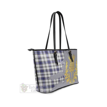 Hannay Tartan Leather Tote Bag Gold Thistle Style - Tartan Vibes Clothing